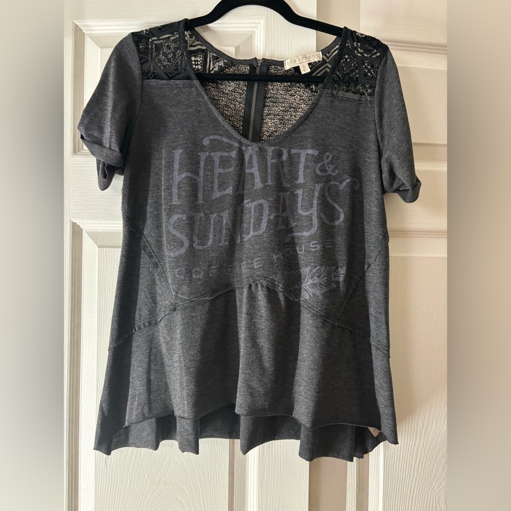 Scrapbook cute bohemian rocker tee mixed material